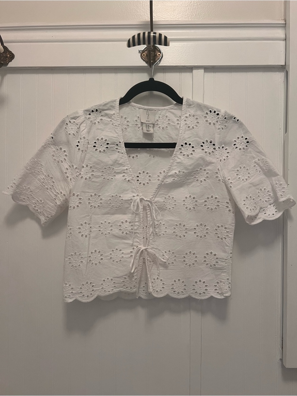 Joie cotton eyelet short sleeve crop top size XS
